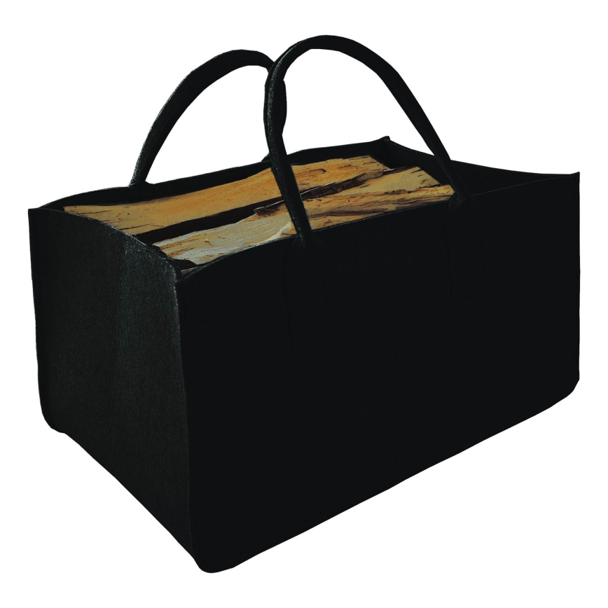 Vilthouten mand met handvatten 27x50 cm zwart