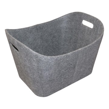 Vilthouten mand met handvatten 35x55 cm grijs