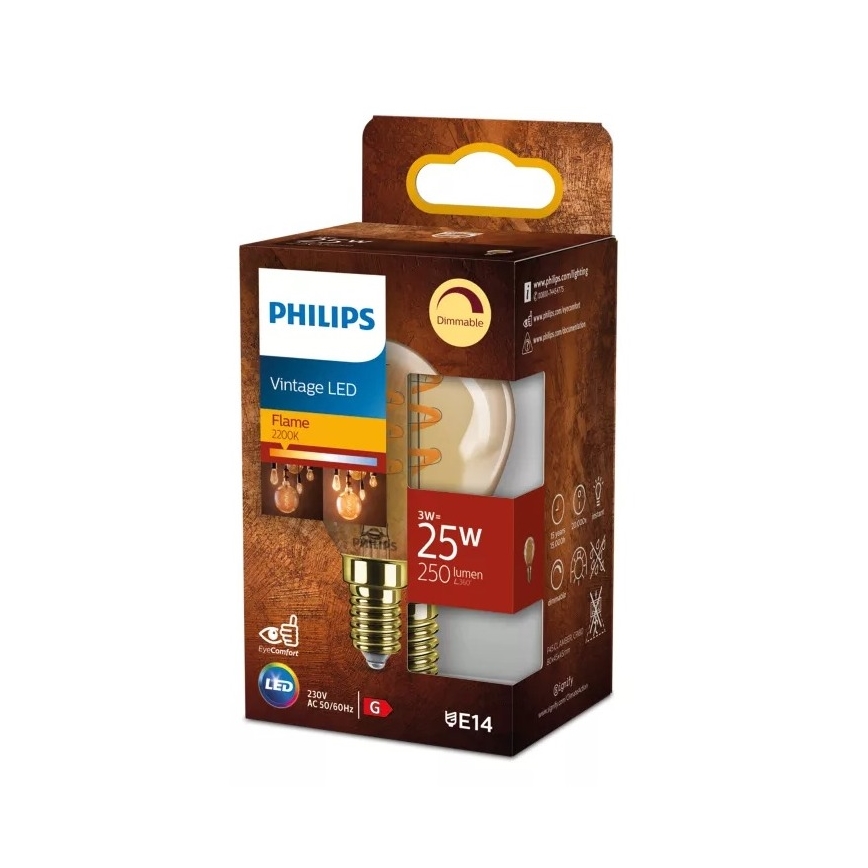 Vintage LED-lamp Philips P45 E14/3W/230V 2200K
