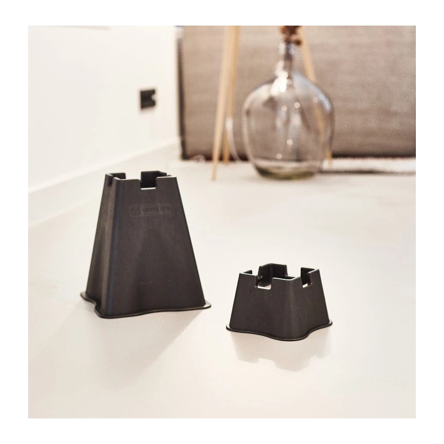 Vitility - Set van 4 bedverhogers (7 cm), zwart