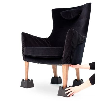 Vitility - Set van 4 bedverhogers (7 cm), zwart