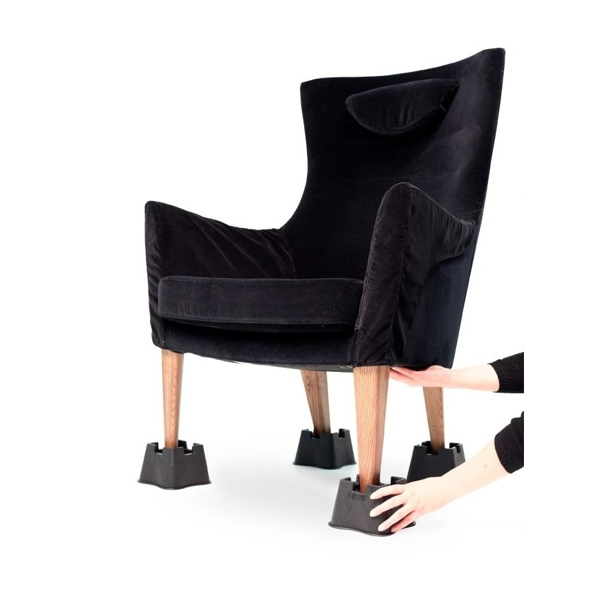 Vitility - Set van 4 bedverhogers (7 cm), zwart