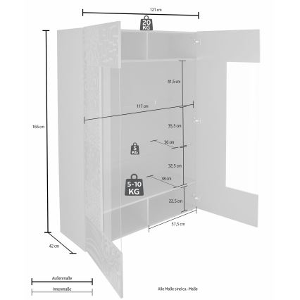 Vitrinekast ARIA antraciet