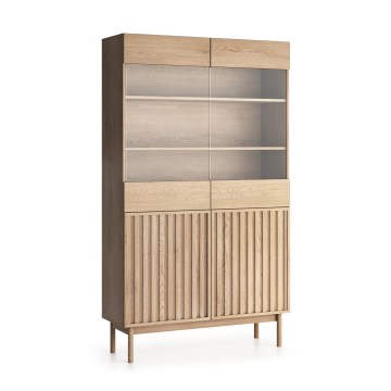 Vitrinekast KIOTO 106x183x37 cm Cremona-eik/glas