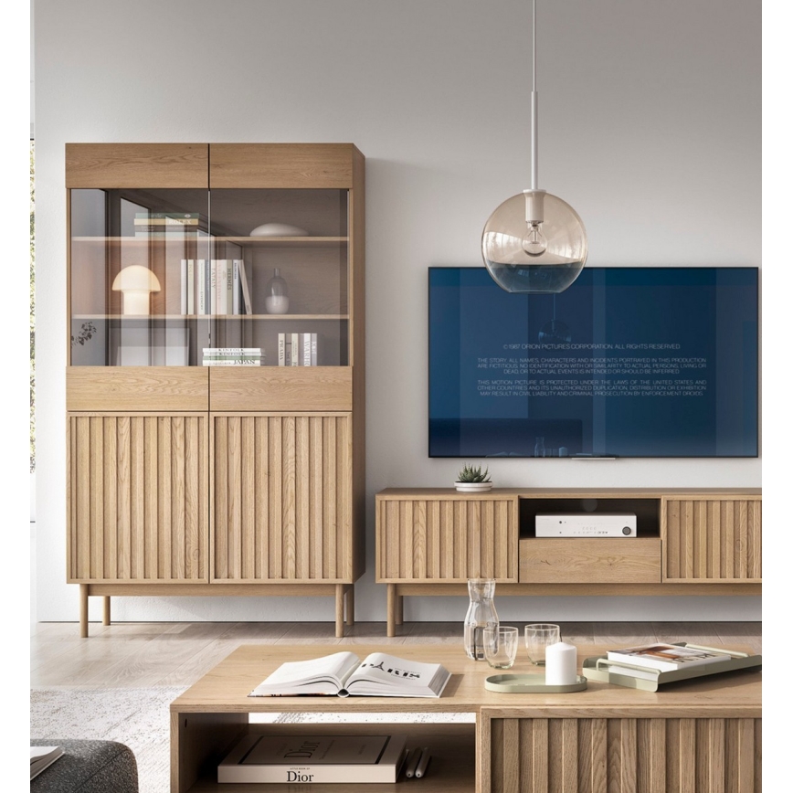 Vitrinekast KIOTO 106x183x37 cm Cremona-eik/glas