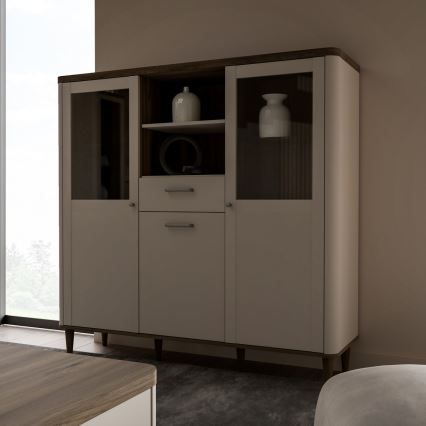 Vitrinekast VIRO bruin/beige