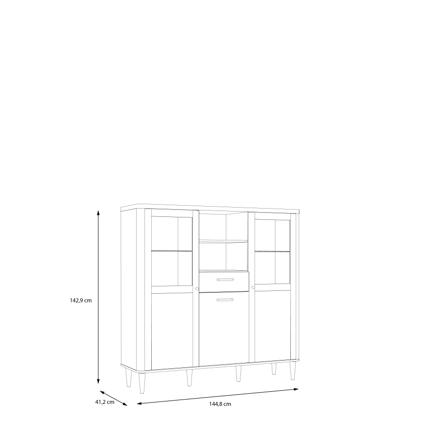 Vitrinekast VIRO bruin/beige