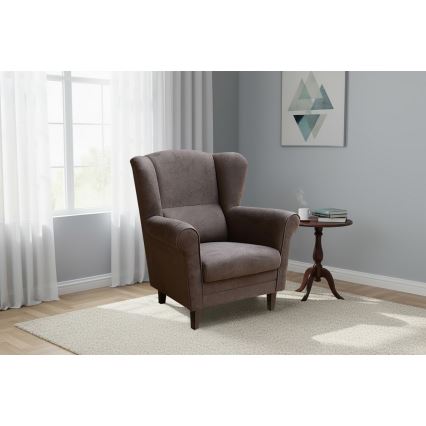 Vleugelfauteuil GALA, donkerbruin