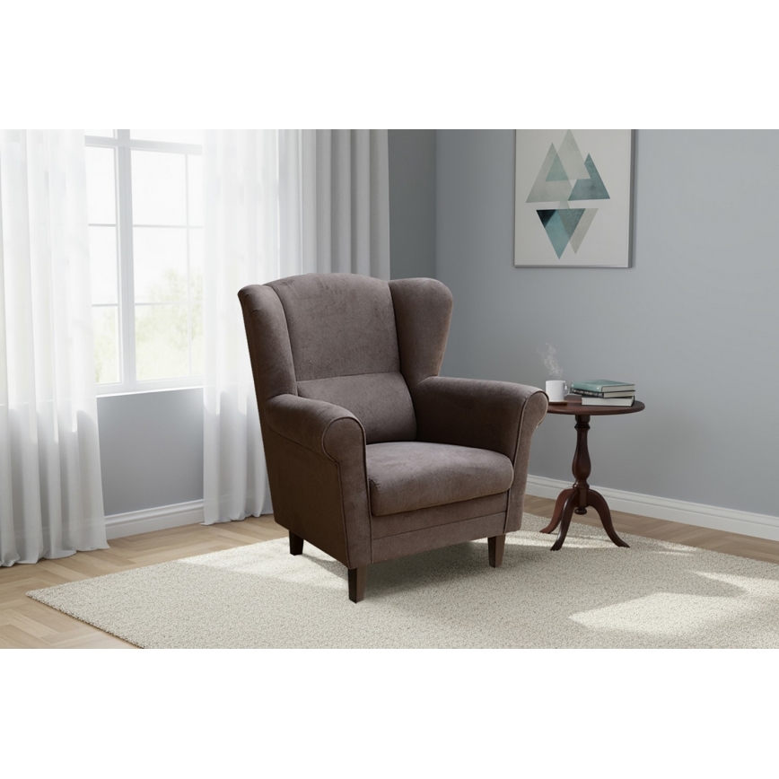 Vleugelfauteuil GALA, donkerbruin