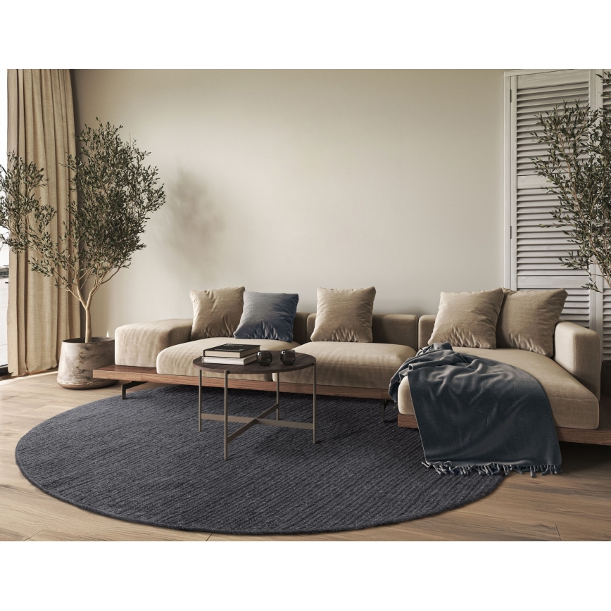 Vloerkleed FIR WOOL 160 cm 2600 g/m2 antraciet/naturel