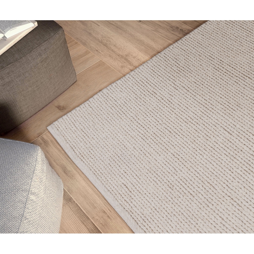 Vloerkleed FIR WOOL 200x300 cm 2600 g/m2 crème/naturel