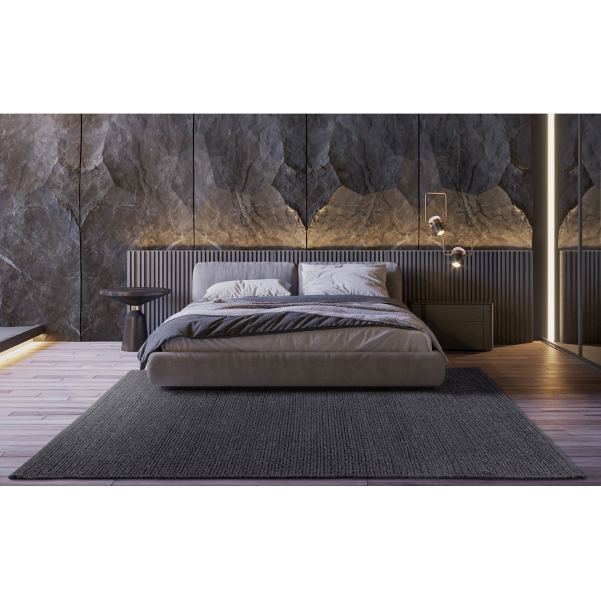 Vloerkleed FIR WOOL 70x140 cm 2600 g/m2 antraciet/naturel