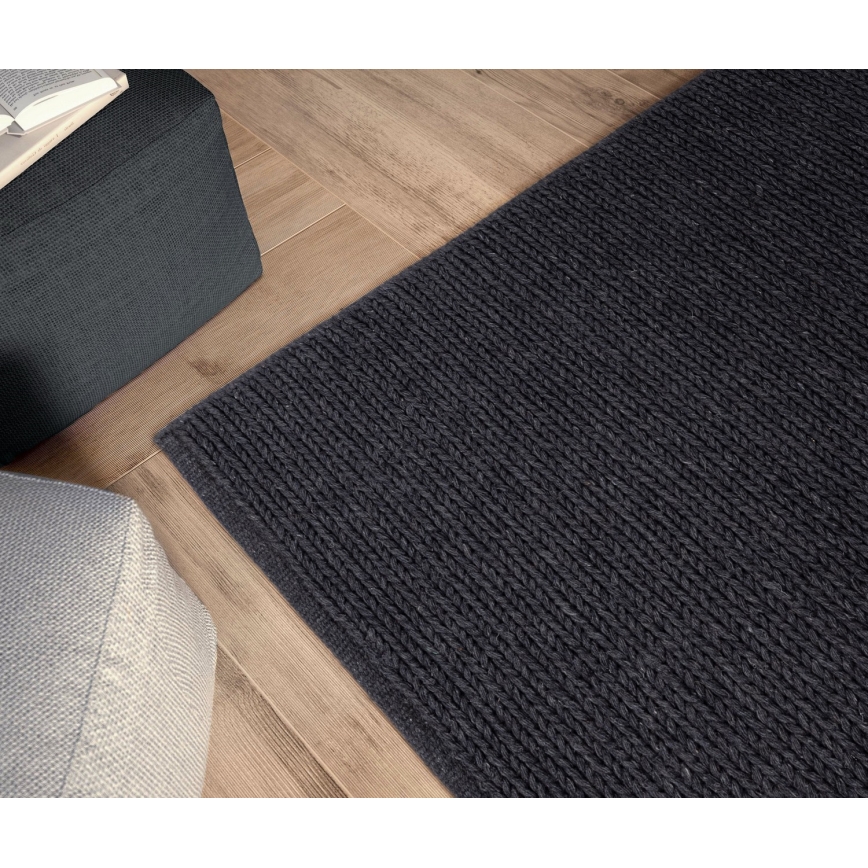 Vloerkleed FIR WOOL 70x140 cm 2600 g/m2 antraciet/naturel