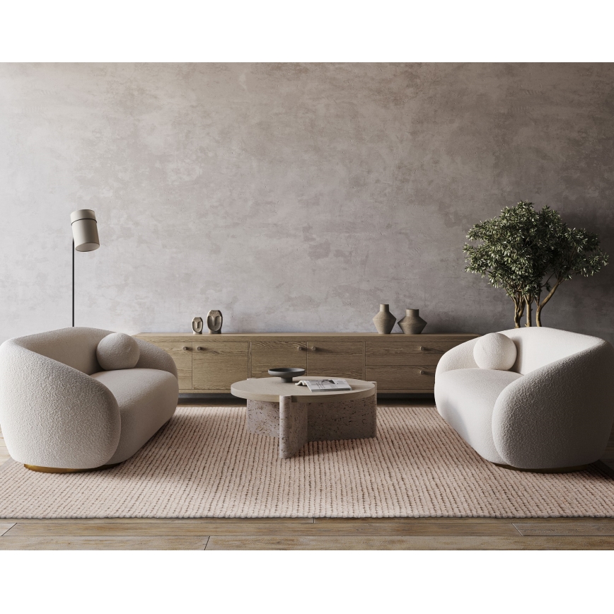 Vloerkleed FIR WOOL 70x140 cm 2600 g/m2 crème/naturel