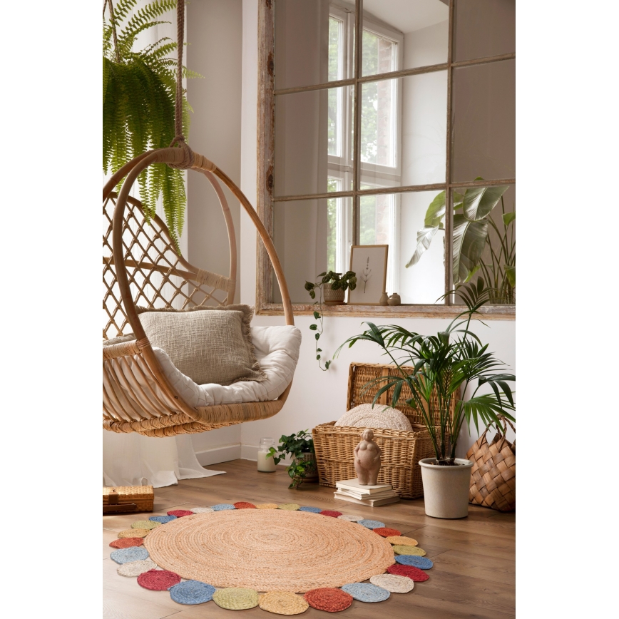 Vloerkleed JUTA 120 cm kleurrijk/naturel