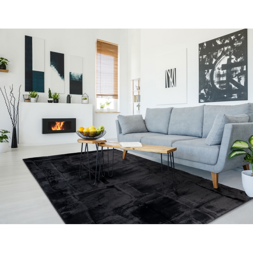 Vloerkleed RABBIT 3D 120 x 170 cm zwart