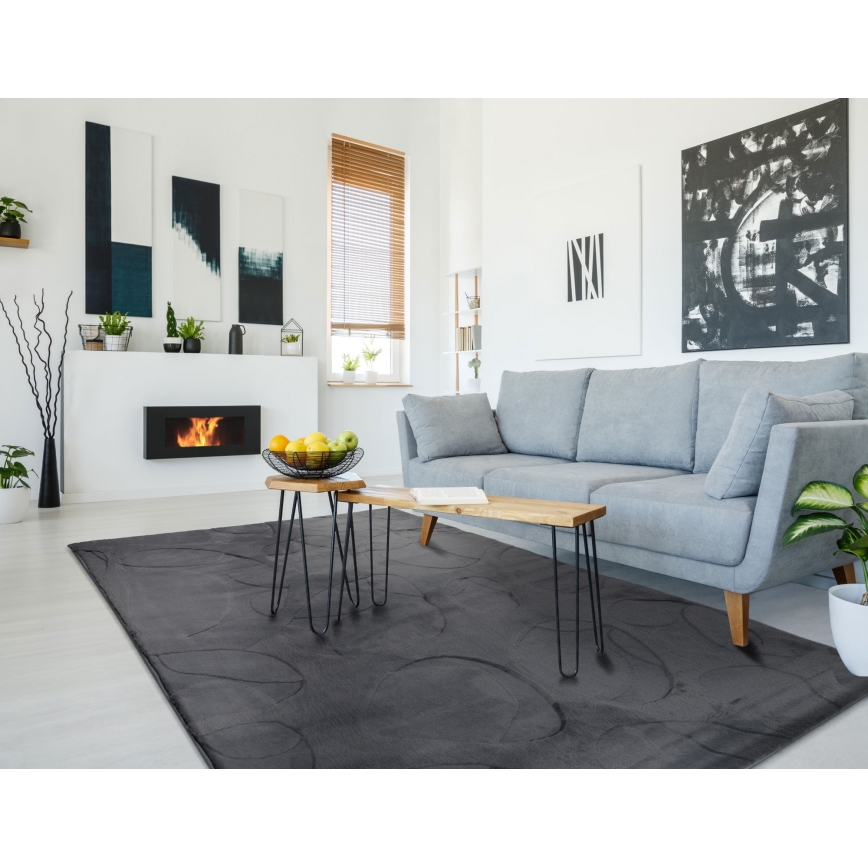 Vloerkleed RABBIT 3D 120x170 cm antraciet