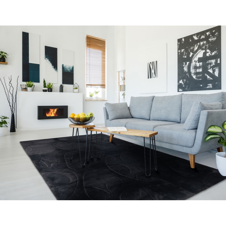 Vloerkleed RABBIT 3D 120x170 cm zwart