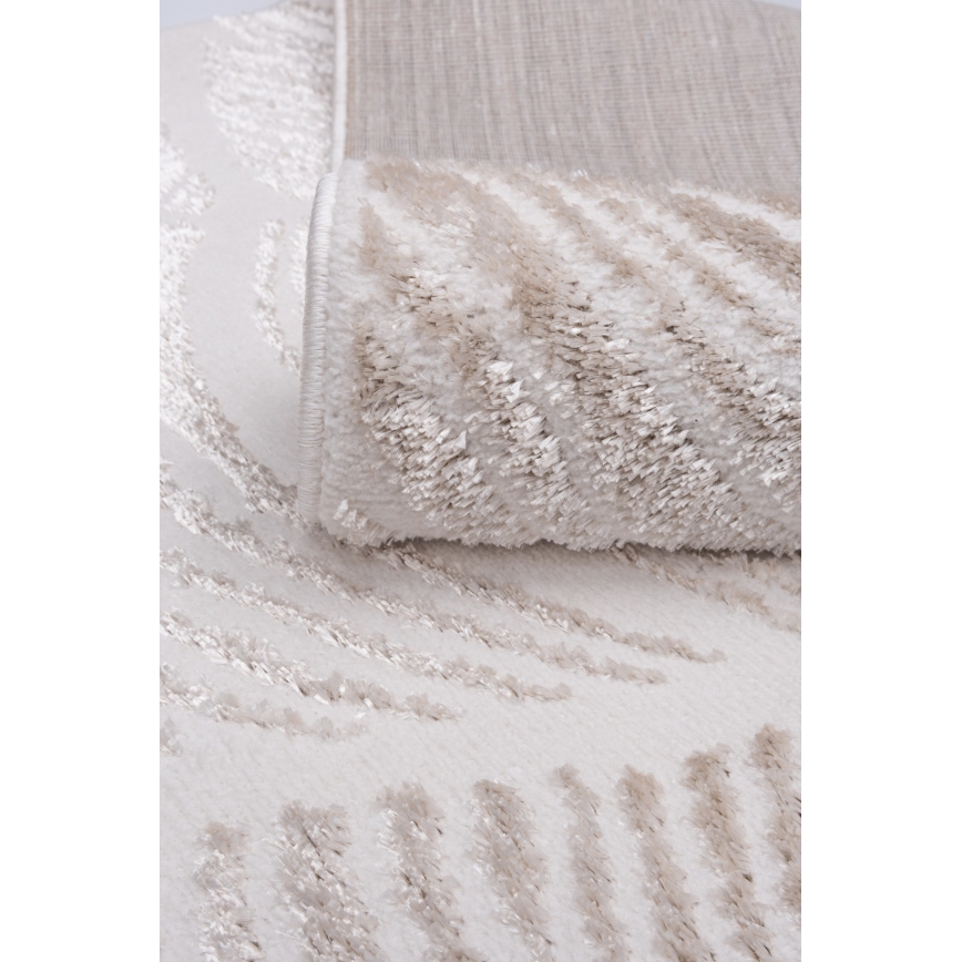 Vloerkleed SALAMANCA 160x230 cm beige/wit, bladmotief