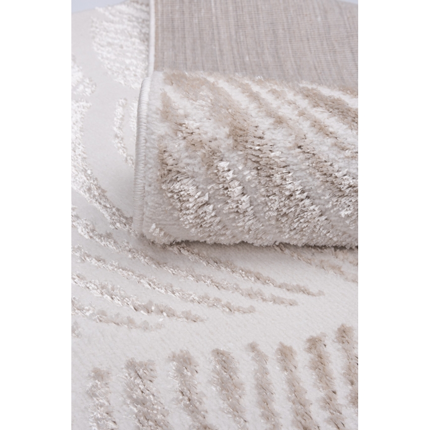 Vloerkleed SALAMANCA 200x280 cm beige/wit bladmotief