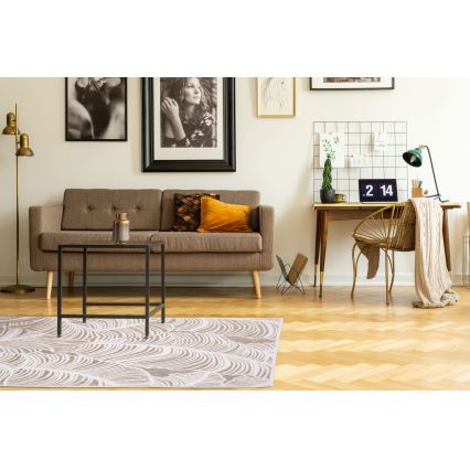 Vloerkleed SALAMANCA 67x120 cm beige/wit met bladmotief