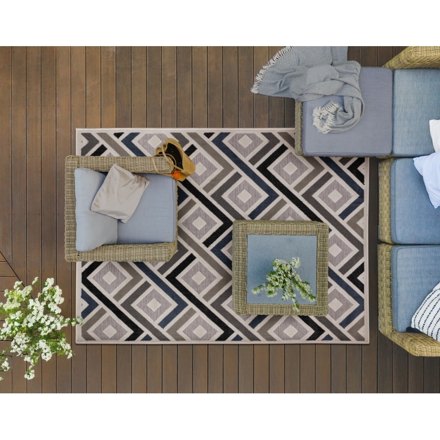 Vloerkleed SHIFT 120x160 cm grijs/blauw/beige