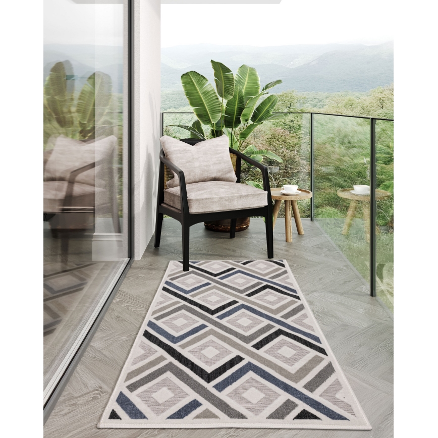 Vloerkleed SHIFT 80x150 cm grijs/blauw