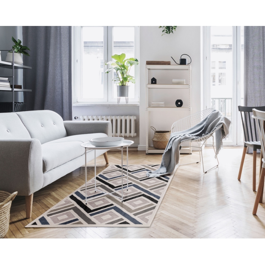 Vloerkleed SHIFT 80x150 cm grijs/blauw