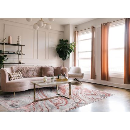 Vloerkleed STONE 80 x 140 cm roze/grijs