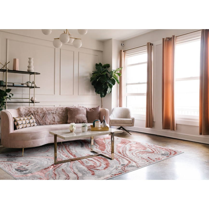 Vloerkleed STONE 80 x 140 cm roze/grijs