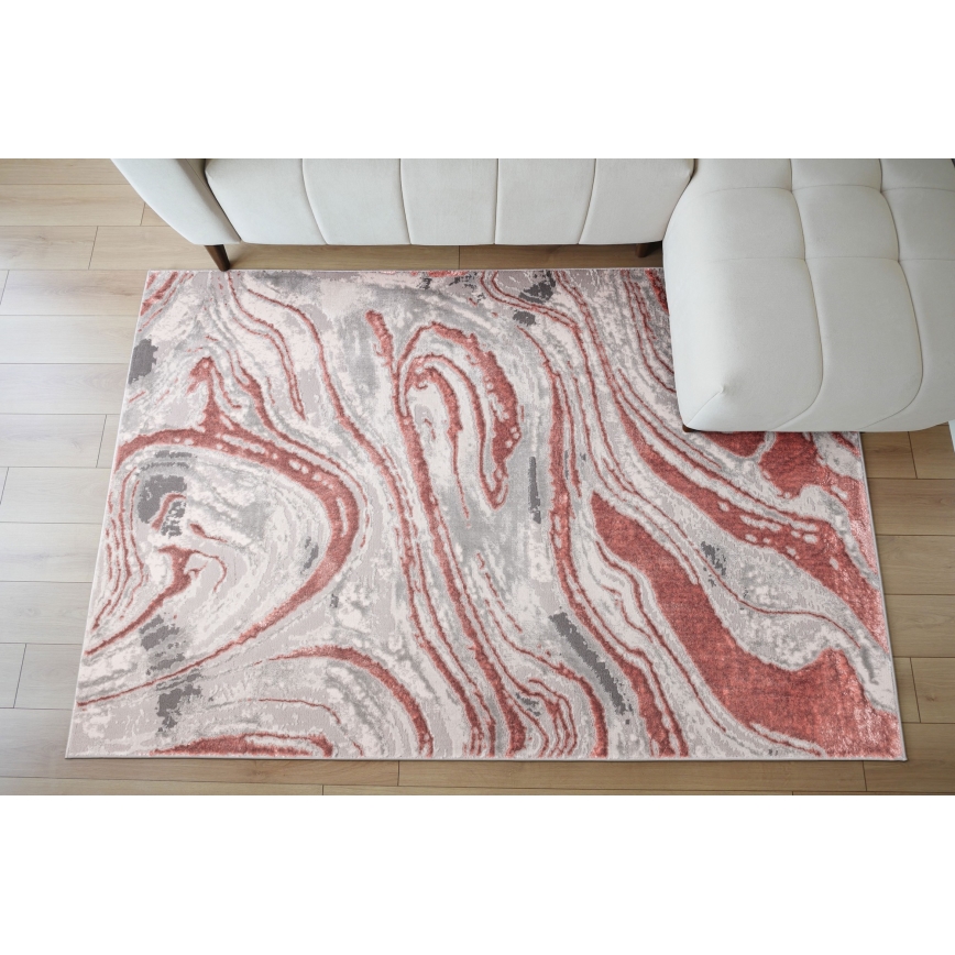 Vloerkleed STONE 80 x 140 cm roze/grijs