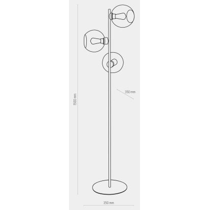 Vloerlamp CUBUS 3xE27/60W/230V zwart