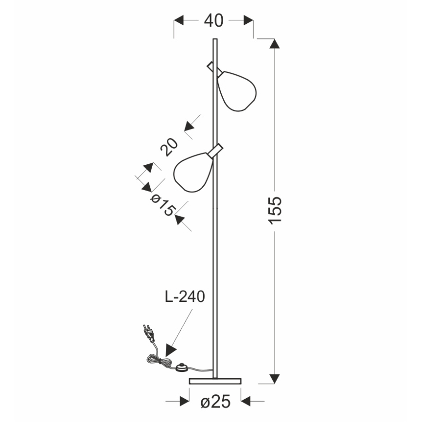 Vloerlamp DENSO 2xG9/5W/230V zwart-chroom/koperkleurig