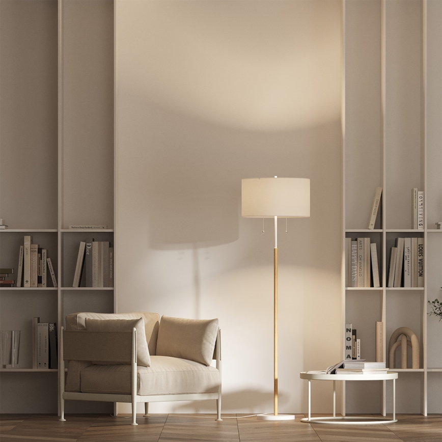 Vloerlamp FOGO 2xE27/15W/230V wit/beige