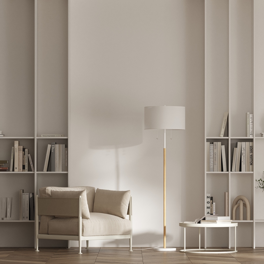 Vloerlamp FOGO 2xE27/15W/230V wit/beige