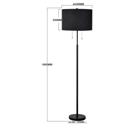 Vloerlamp FOGO 2xE27/15W/230V zwart