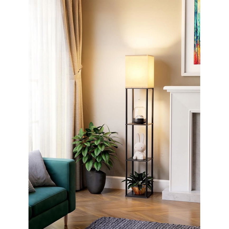 Vloerlamp met planken 1xE27/40W/230V zwart/wit