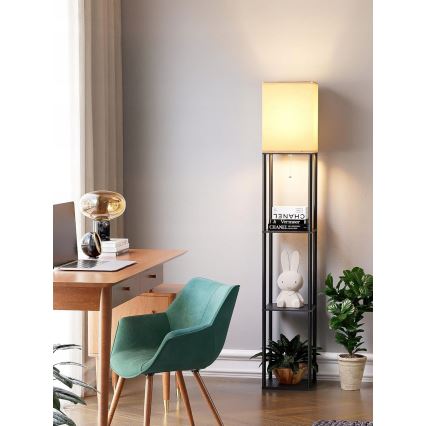 Vloerlamp met planken 1xE27/40W/230V zwart/wit