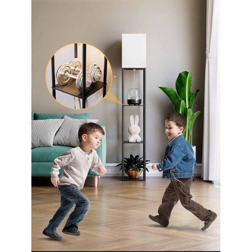 Vloerlamp met planken 1xE27/40W/230V zwart/wit