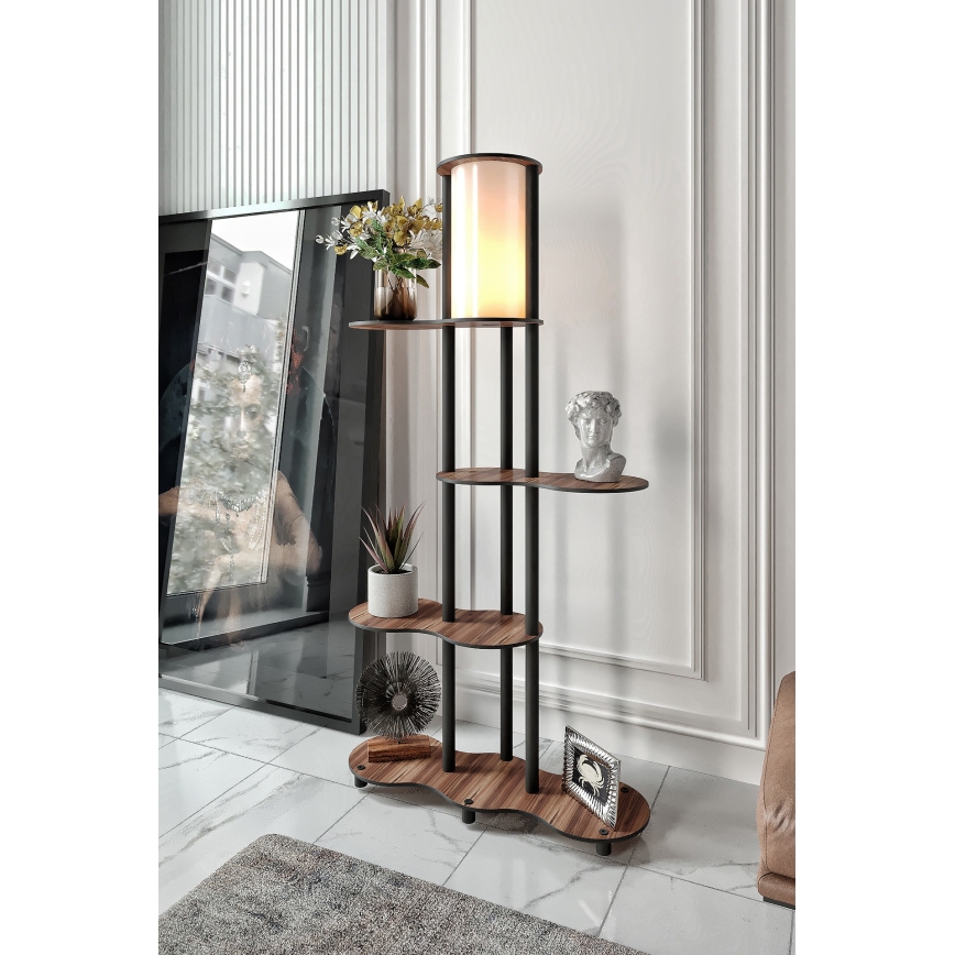 Vloerlamp met planken NOTO 1xE27/40W/230V bruin/zwart