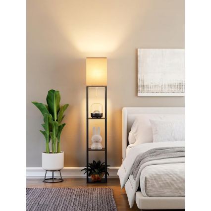 Vloerlamp met plankjes 1xE27/40W/230V 160 cm zwart/wit
