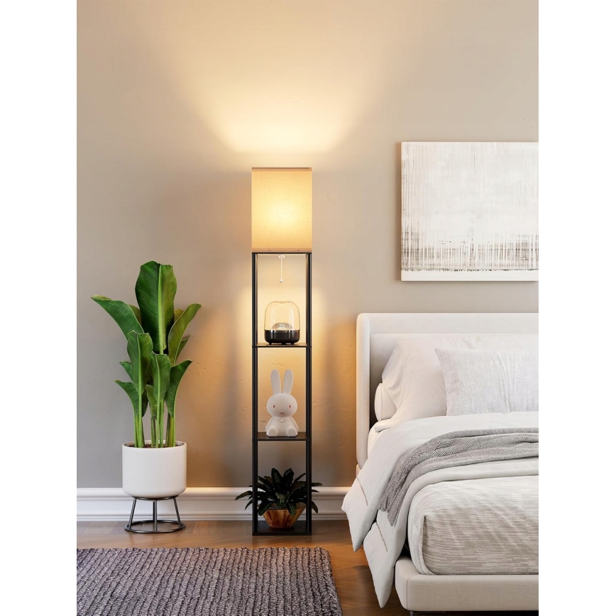 Vloerlamp met plankjes 1xE27/40W/230V 160 cm zwart/wit