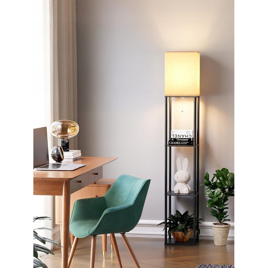Vloerlamp met plankjes 1xE27/40W/230V 160 cm zwart/wit