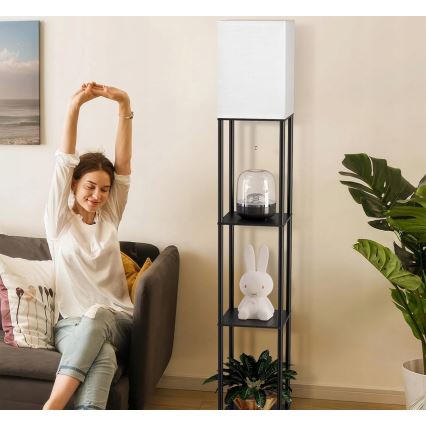 Vloerlamp met plankjes 1xE27/40W/230V 160 cm zwart/wit
