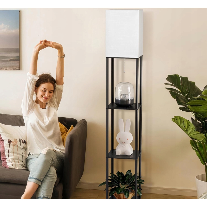 Vloerlamp met plankjes 1xE27/40W/230V 160 cm zwart/wit