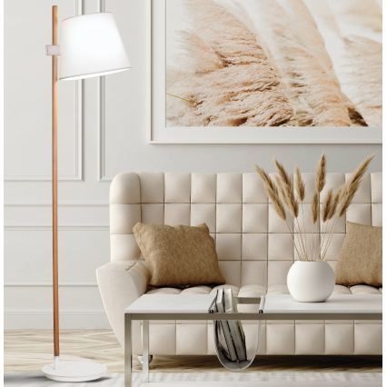 Vloerlamp VIANA 1xE27/60W/230V wit/bruin