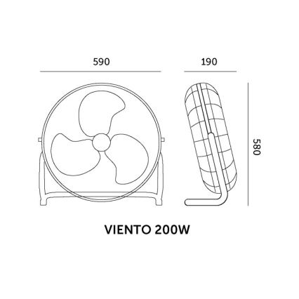 Vloerventilator VIENTO 200W/230V glanzend chroom