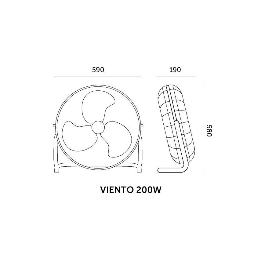Vloerventilator VIENTO 200W/230V glanzend chroom
