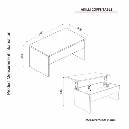 Vouwbare Koffietafel AKILLI 44,8x90 cm wit