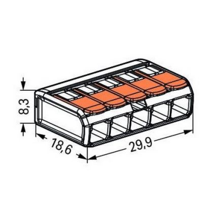 WAGO 221-415 - Verdeeldoos Terminal COMPACT 5x4 450V oranje